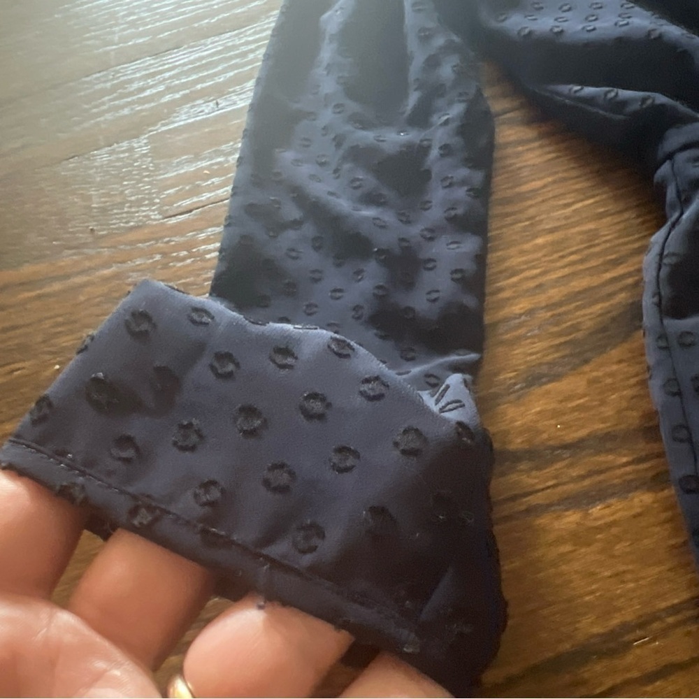 J Crew Navy Polka Dots Faux Wrap Chiffon Fit & Flare Dress Sz 4 - Picture 5 of 5